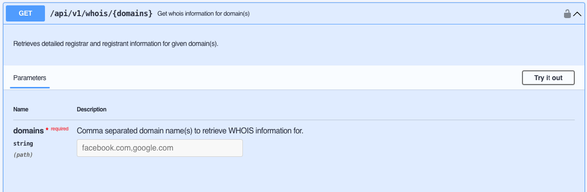 Bulk WHOIS JSON API Domain Information